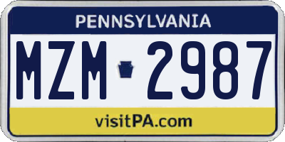 PA license plate MZM2987