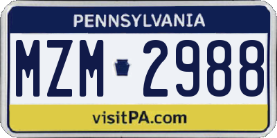 PA license plate MZM2988