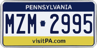PA license plate MZM2995