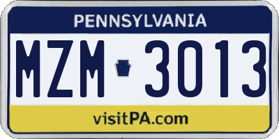PA license plate MZM3013