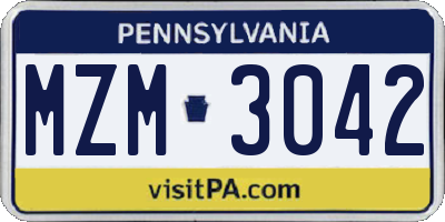 PA license plate MZM3042