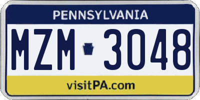 PA license plate MZM3048