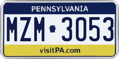 PA license plate MZM3053