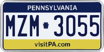 PA license plate MZM3055