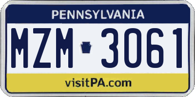 PA license plate MZM3061