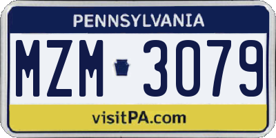 PA license plate MZM3079