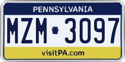 PA license plate MZM3097