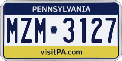 PA license plate MZM3127