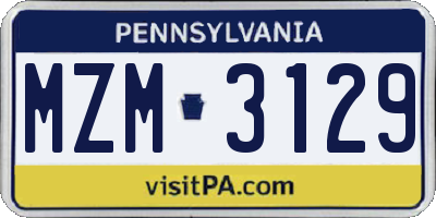 PA license plate MZM3129