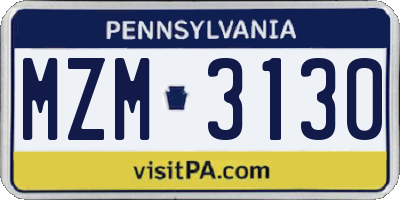 PA license plate MZM3130