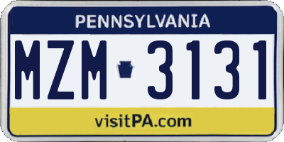 PA license plate MZM3131