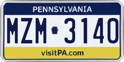 PA license plate MZM3140