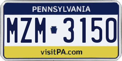PA license plate MZM3150