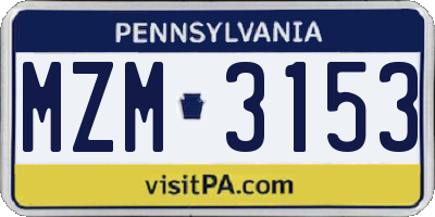 PA license plate MZM3153