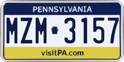 PA license plate MZM3157