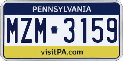 PA license plate MZM3159