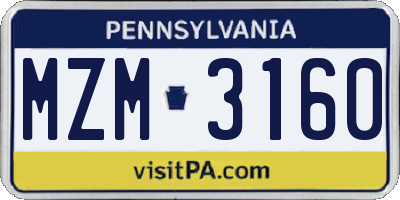 PA license plate MZM3160