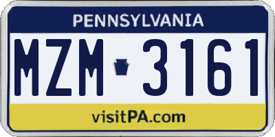 PA license plate MZM3161
