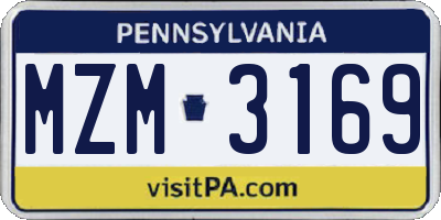 PA license plate MZM3169