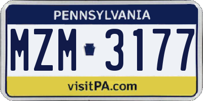 PA license plate MZM3177