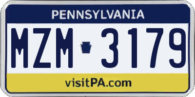 PA license plate MZM3179