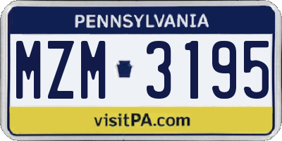 PA license plate MZM3195