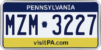PA license plate MZM3227