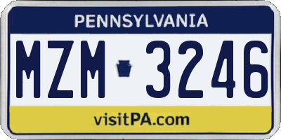 PA license plate MZM3246