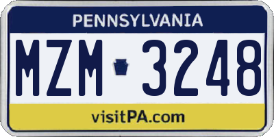 PA license plate MZM3248