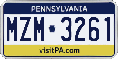 PA license plate MZM3261