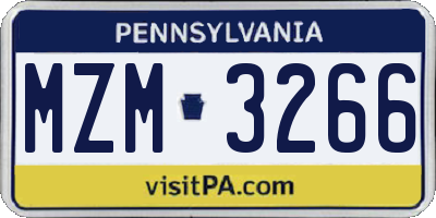 PA license plate MZM3266