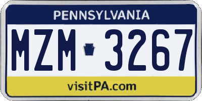 PA license plate MZM3267