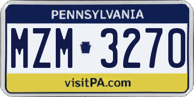 PA license plate MZM3270