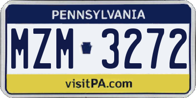 PA license plate MZM3272