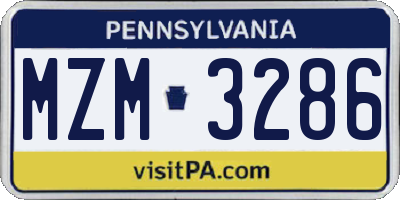 PA license plate MZM3286