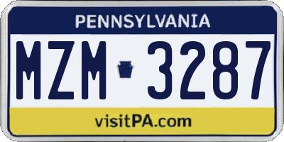 PA license plate MZM3287