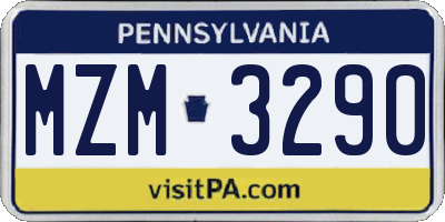 PA license plate MZM3290