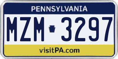 PA license plate MZM3297