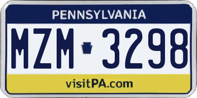 PA license plate MZM3298