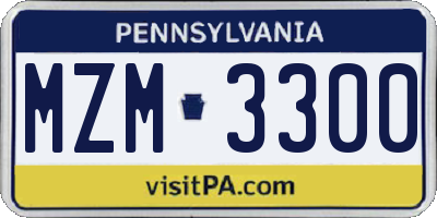 PA license plate MZM3300