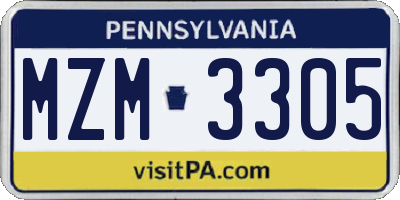 PA license plate MZM3305