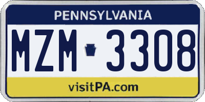 PA license plate MZM3308