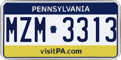 PA license plate MZM3313