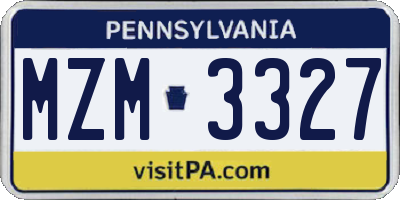 PA license plate MZM3327