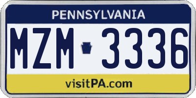 PA license plate MZM3336