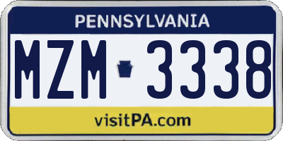 PA license plate MZM3338