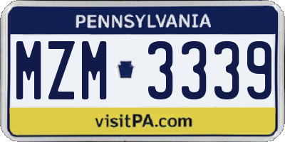 PA license plate MZM3339