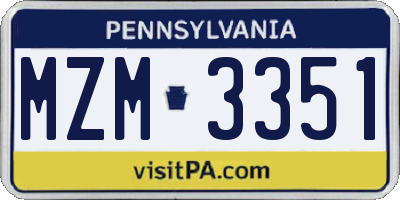 PA license plate MZM3351