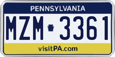 PA license plate MZM3361