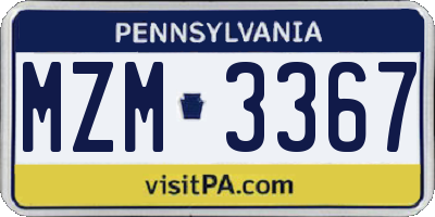 PA license plate MZM3367